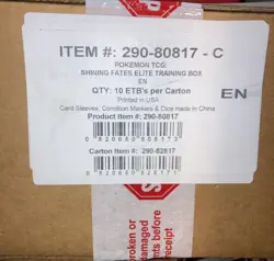 Pokemon TCG Shining Fates Elite Trainer Box Factory Sealed Case of 10 Boxes - Image 1