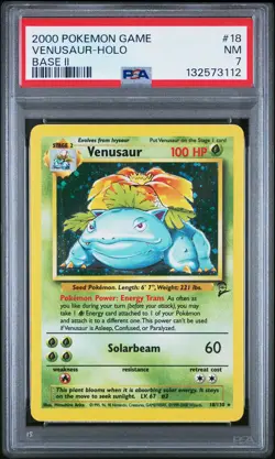 2000 POKEMON BASE SET 2 #18 VENUSAUR-HOLO PSA 7 - Image 1