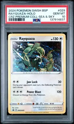 2024 POKEMON BLACK STAR PROMOS COSMOS HOLO SWSH029 RAYQUAZA PSA 10 - Image 1