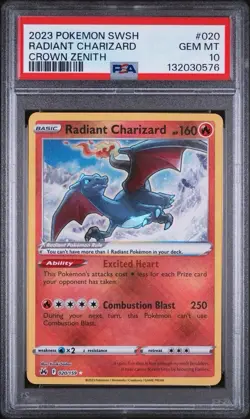 PSA 10 - 2023 POKEMON SWORD AND SHIELD CROWN ZENITH 020 RADIANT CHARIZARD GEM💎 - Image 1