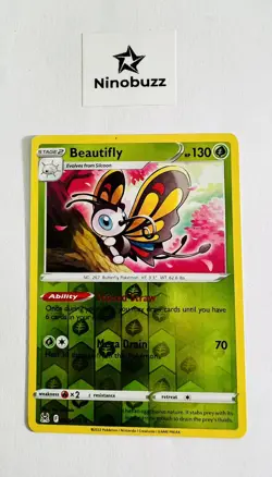 Beautifly 008/196 Reverse Holo Lost Origin Pokemon TCG Card NM - Image 1