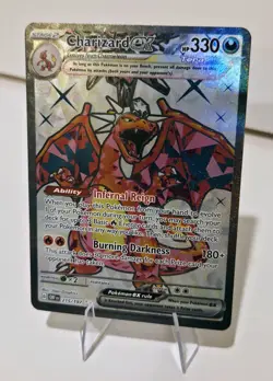 Charizard ex 215/197 Tera Crystal Secret Rare Holo Pokemon Card Obsidian Flames - Image 1