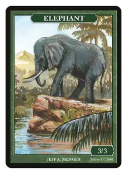 Elephant 3/3 Token by Magic Artist Jeff A. Menges MTG Magic Token Givememana - Image 1