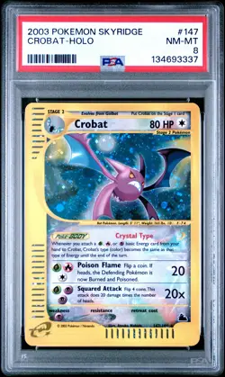 2003 Pokemon Skyridge #147 Crobat Holo PSA 8 NM-MT w/ SWIRL NEW CERT! - Image 1
