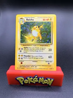 Raichu 14/102 Pokemon TCG 1999 Base Set Unlimited Holo Rare NM - Image 1