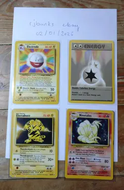 Pokemon Bundle of 4 Vintage Base Set Cards 1999 Rare Holo - Image 1