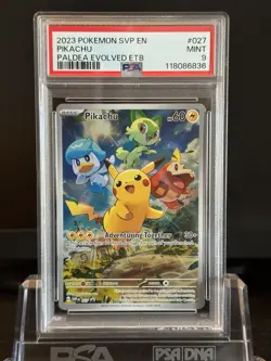 Pokemon Pikachu 2023 Paldea Evolved Black Star Promo #27 PSA 9 - Image 1