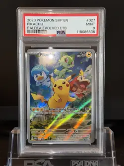 Pokemon Pikachu 2023 Paldea Evolved Black Star Promo #27 PSA 9 - Image 2