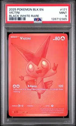 2025 POKEMON BLK EN-BLACK BOLT BLACK WHITE RARE #171 VICTINI PSA 9 - Image 1
