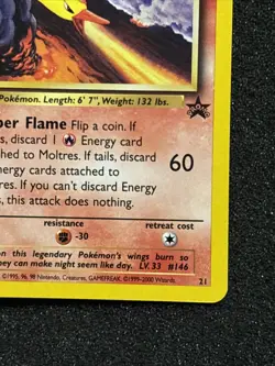 Pokemon Moltres Black Star Promo #21 Naoyo Kimura Corrected (Rare) WOTC NM+ WOW - Image 3