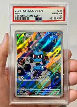 2023 Pokemon Riolu Scarlet Violet Illustration Rare #215 PSA 10 Gem Mint - Image 1