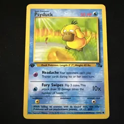 Pokemon Fossil Psyduck 1st Edition 53/62 Common LP+ NM- - Image 1