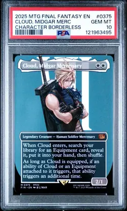 2025 MTG FINAL FANTASY CHARACTER BORDERLESS #0375 CLOUD, MIDGAR MERCENARY PSA 10 - Image 1