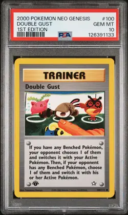 2000 POKEMON NEO GENESIS 1ST ED #100 DOUBLE GUST PSA 10 - Image 1