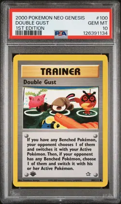 2000 POKEMON NEO GENESIS 1ST ED #100 DOUBLE GUST PSA 10 - Image 1