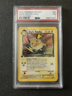 PSA 7 Pokemon 1st Edition Team Rocket Secret Rare Holo Dark Raichu - 83/82 - Image 1