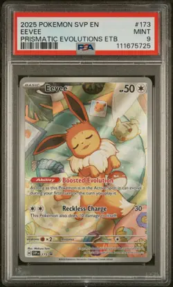 2025 Pokemon SVP Black Star Promo Eevee #173 Prismatic Evolutions ETB PSA 9 - Image 1