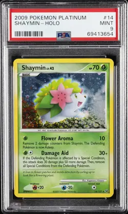 2009 POKEMON PLATINUM #14 SHAYMIN-HOLO PSA 9 - Image 1
