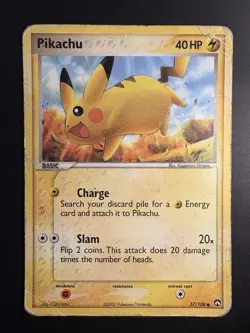 Pikachu 57/108 English Pokemon EX Power Keepers Damaged - Image 1