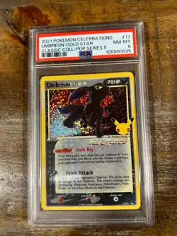 POKEMON 2021 Celebrations Classic Pop Series 5 UMBREON Gold Star #17 PSA 8 - Image 1