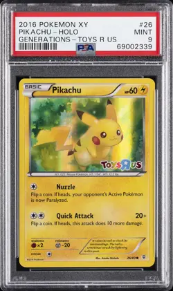 2016 POKEMON XY GENERATIONS TOYS R US #26 PIKACHU-HOLO PSA 9 - Image 1