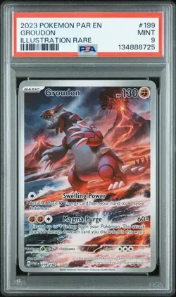 PSA 9 MINT Groudon 199/182 SV04: Paradox Rift Holo Pokemon 2023 - Image 1