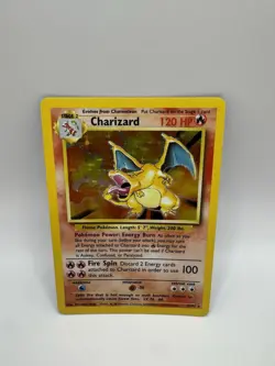 Pokemon TCG Charizard Base Set Unlimited Holo Rare Card 4/102 MP No Creases - Image 1