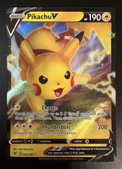 Pikachu V 043/185 Pokemon Vivid Voltage Sword & Shield Ultra Rare Card NM - Image 1