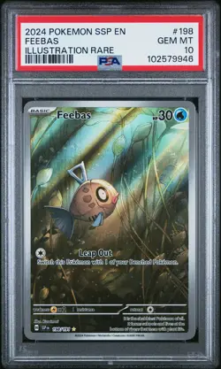 2024 POKEMON SSP EN-SURGING SPARKS ILLUSTRATION RARE #198 FEEBAS PSA 10 - Image 1