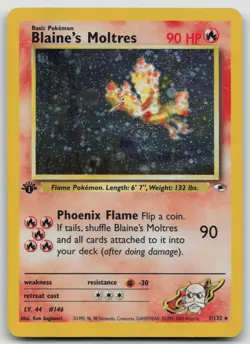 Blaines Moltres 1/132 1st Edition Gym Heroes Holo Rare Pokemon Card TCG WOTC HP - Image 1