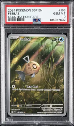 2024 POKEMON SSP EN-SURGING SPARKS ILLUSTRATION RARE #198 FEEBAS PSA 10 - Image 1