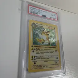 1999 POKEMON BASE SET 1ST EDITION #14 RAICHU-HOLO PSA 8 Shadowless NM - MT - Image 3