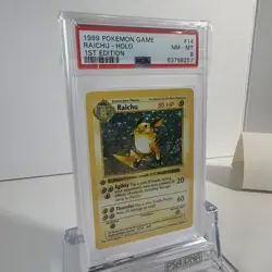 1999 POKEMON BASE SET 1ST EDITION #14 RAICHU-HOLO PSA 8 Shadowless NM - MT - Image 4