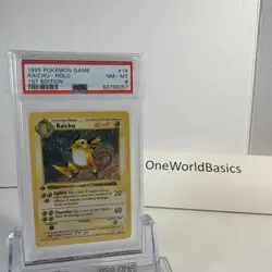 1999 POKEMON BASE SET 1ST EDITION #14 RAICHU-HOLO PSA 8 Shadowless NM - MT - Image 5