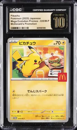 2025 POKEMON JPN MEGA EVOLUTION MCDONALDS PROMO #020/M-P PIKACHU CGC 10 PRISTINE - Image 1
