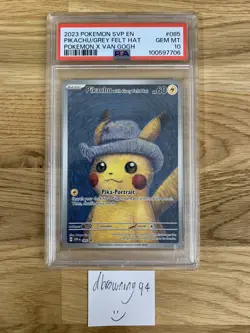 2023 POKEMON SVP POKEMON X VAN GOGH PROMO #085 PIKACHU WITH GREY FELT HAT PSA 10 - Image 1