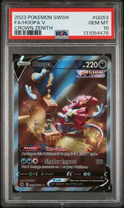 2023 POKEMON SWORD & SHIELD CROWN ZENITH #GG53 FULL ART/HOOPA V PSA 10 - Image 1