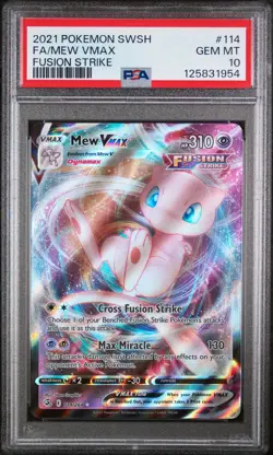 2021 POKEMON SWORD & SHIELD FUSION STRIKE #114 FULL ART/MEW VMAX PSA 10 - Image 1