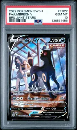 2022 Pokemon Umbreon V Full Art Brilliant Stars TG22/TG30 PSA 10 - Image 1