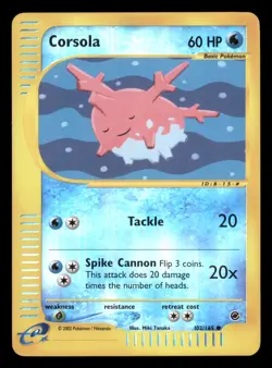 Moderately Played Corsola 102/165 Reverse Holo Expedition Base Set Common - Image 1