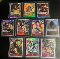 One Piece LOT 10 Cards ALL SR and ALL IN TOP LOADERS - Image 1