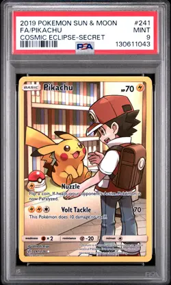 Pikachu 241/236 Secret Full Art Pokemon Sun & Moon Cosmic Eclipse 241 MINT PSA 9 - Image 1