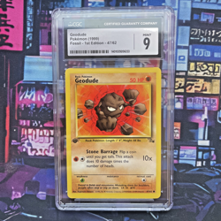 CGC 9 MINT Geodude 1999 Fossil 1st Edition 47/62 Pokemon Card - Image 1