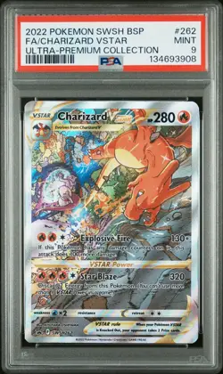 2022 POKEMON SWSH BLACK STAR PROMO #262 FULL ART/CHARIZARD VSTAR PSA 9 - Image 1
