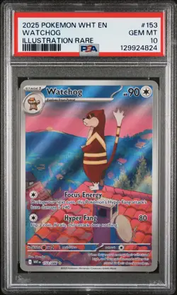 2025 POKEMON WHT EN-WHITE FLARE ILLUSTRATION RARE #153 WATCHOG PSA 10 - Image 1