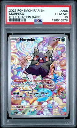 2023 POKEMON PAR EN-PARADOX RIFT ILLUSTRATION RARE #206 MORPEKO PSA 10 - Image 1