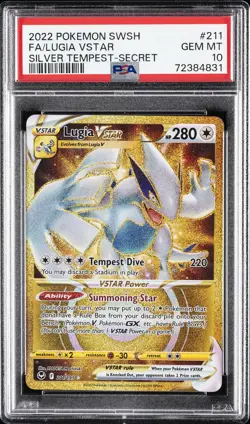 2022 POKEMON SWORD & SHIELD SILVER TEMPEST SECRET FULL ART/LUGIA VSTAR PSA 10 - Image 1