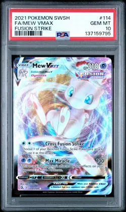 2021 POKEMON SWORD & SHIELD FUSION STRIKE #114 FULL ART/MEW VMAX PSA 10 - Image 1
