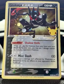 Greninja Gold Star SWSH144 Black Star Promo Holo Celebrations Pokemon Card Swirl - Image 2