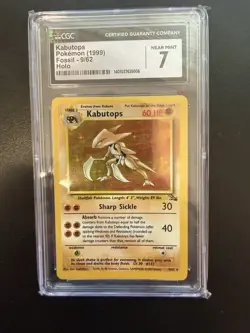 1999 Pokemon TCG Kabutops Holo Rare Card 9/62 Fossil CGC 7 - Image 1